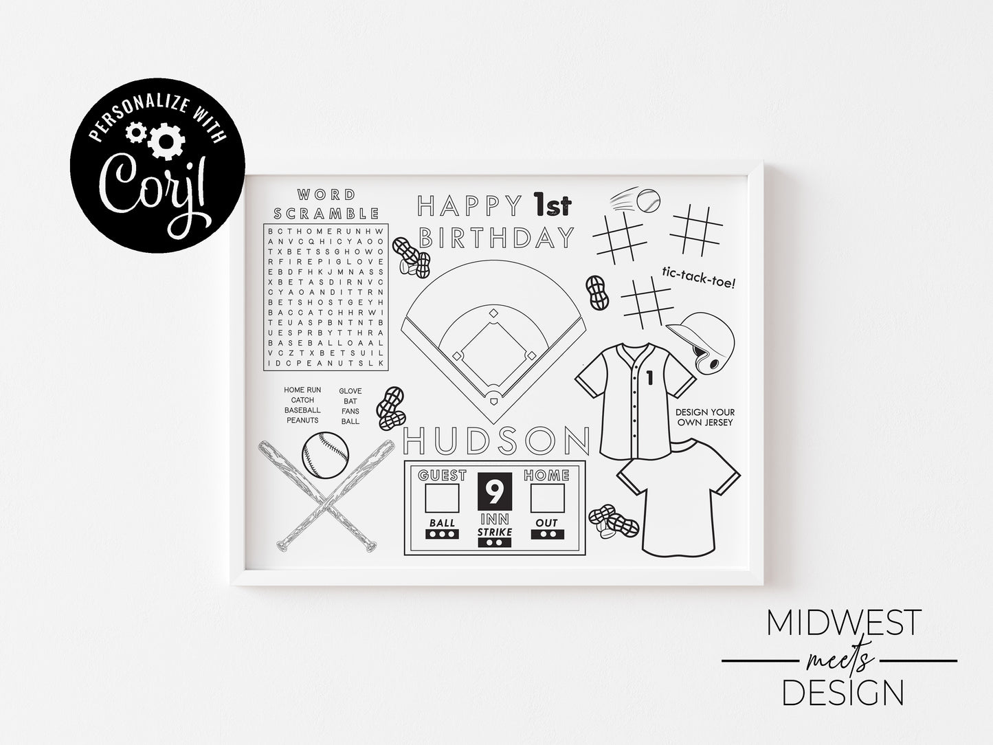 Rookie of the Year Birthday Coloring Page Template - Digital Download