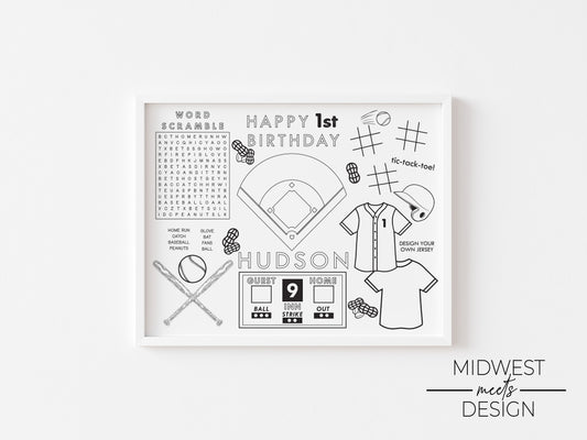 Rookie of the Year Birthday Coloring Page Template - Digital Download