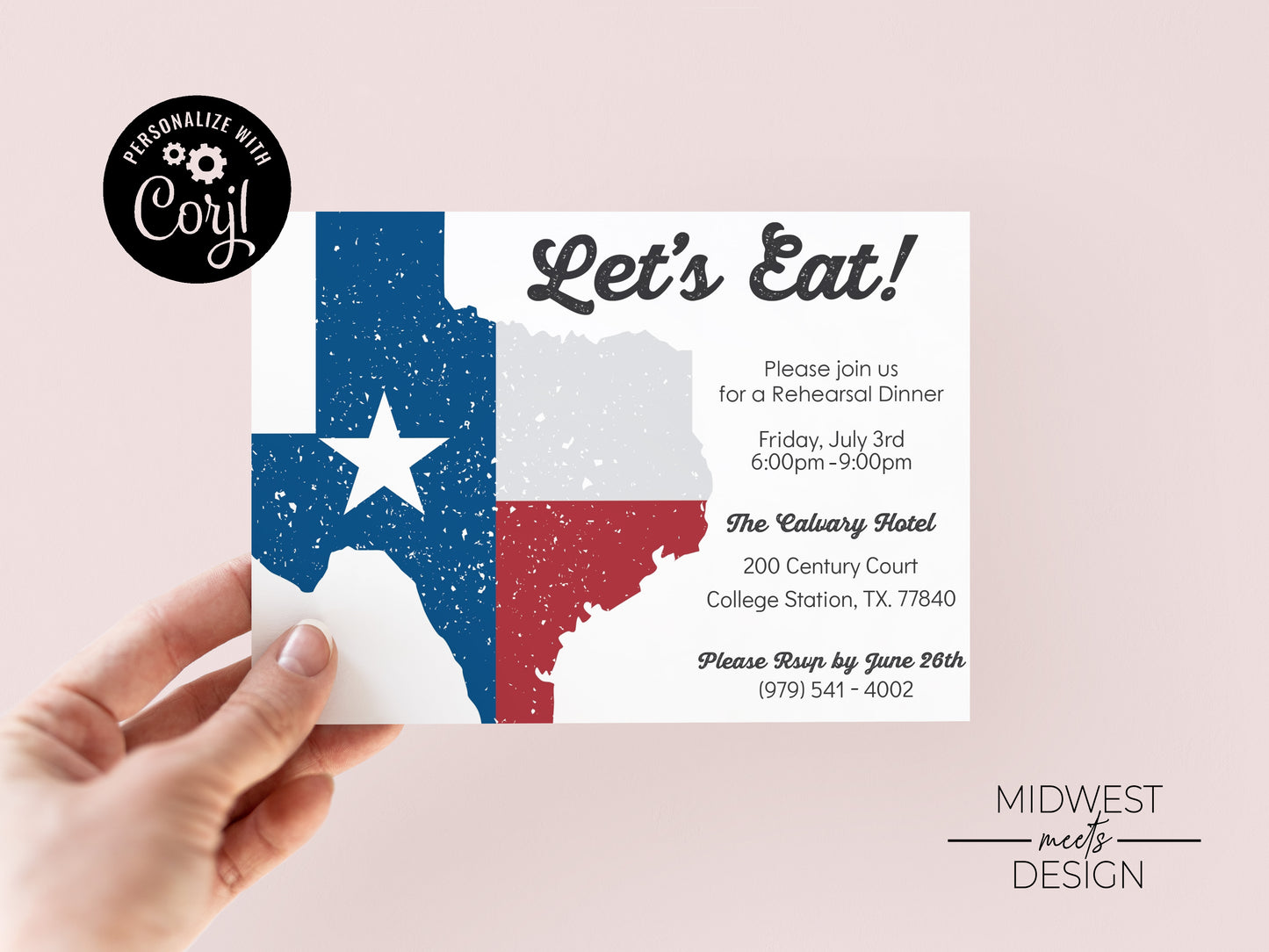 Texas Rehearsal Dinner Invite w/Welcome Sign - Digital Download